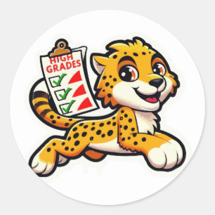 High Achiever Cheetah - Back to School Motivator Classic Round Sticker