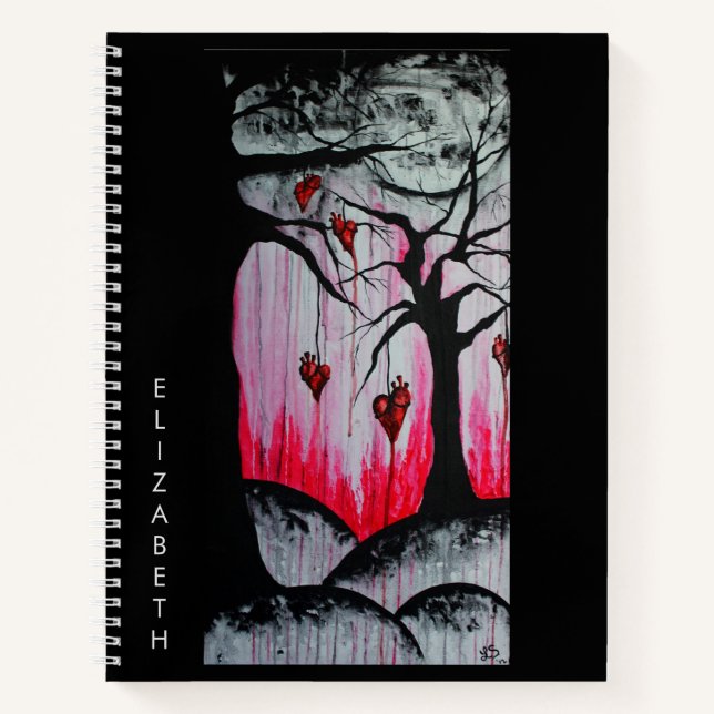 High and Dry Hearts Trees Goth Hearts Fantasy Art Notebook (Front)