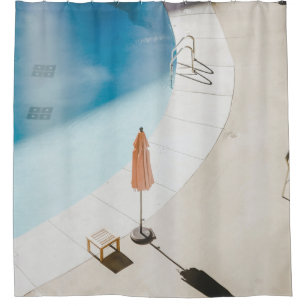 High angle photo of brown umbrella shower curtain