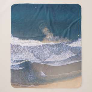 HIGH-ANGLE PHOTOGRAPHY OF BEACH SHORE SHERPA BLANKET