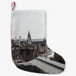 HIGH-ANGLE PHOTOGRAPHY OF CONCRETE HOUSES SMALL CHRISTMAS STOCKING