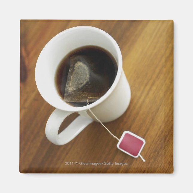 High angle view of a cup of tea magnet (Front)