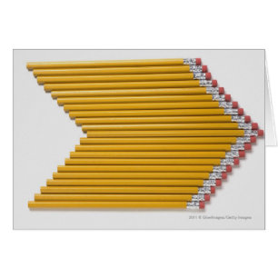 High angle view of pencils in a row