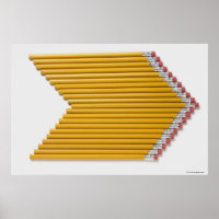 High angle view of pencils in a row