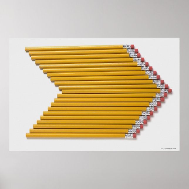 High angle view of pencils in a row poster (Front)
