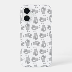High angle view sketchy drawing cat motif pattern iPhone 16 case