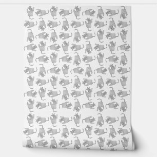 High angle view sketchy drawing cat motif pattern wallpaper