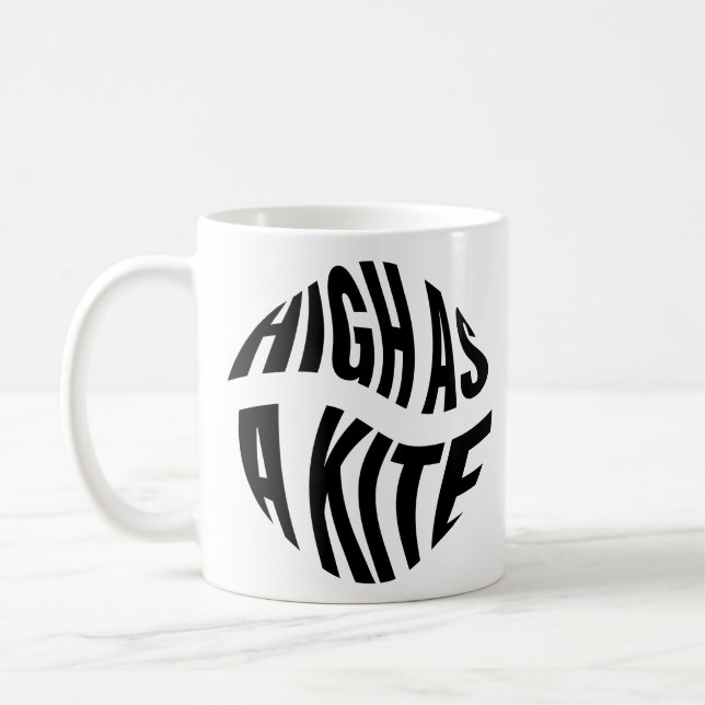 High As A Kite Black Typography Coffee Mug (Left)