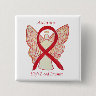 High Blood Pressure Awareness Angel Red Ribbon Pin