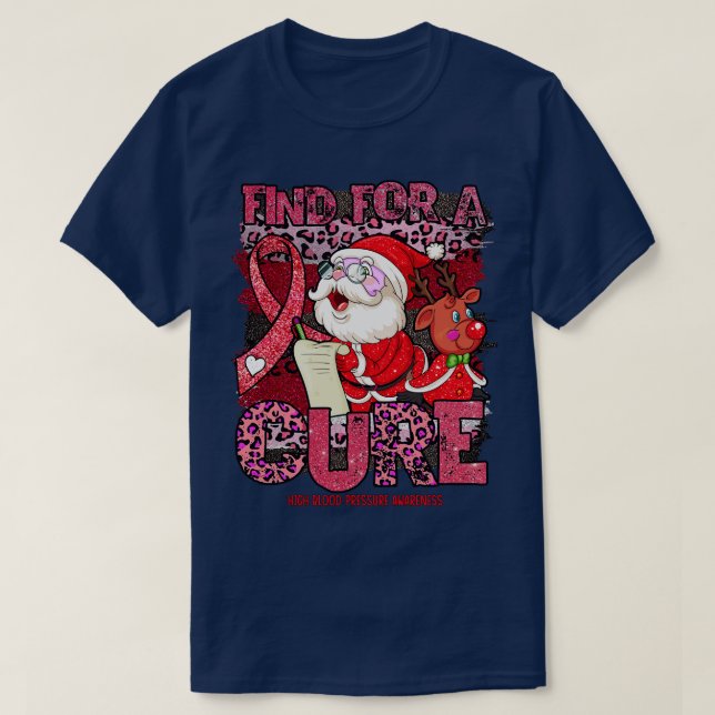 High Blood Pressure Awareness leopard christmas cu T-Shirt (Design Front)