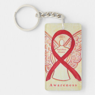 High Blood Pressure Red Awareness Ribbon Keychain