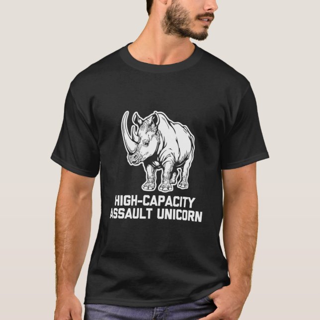 High-Capacity Assault Unicorn Rhino Military T-Shirt (Front)
