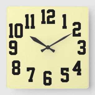 High Contrast Big Numbers Easy Read Square Wall Clock