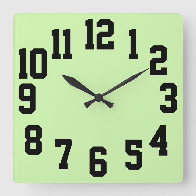 High Contrast Big Numbers Easy Read Square Wall Clock (Front)