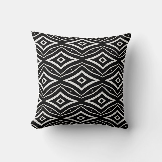 high-contrast black and white geometric pattern cushion (Front)