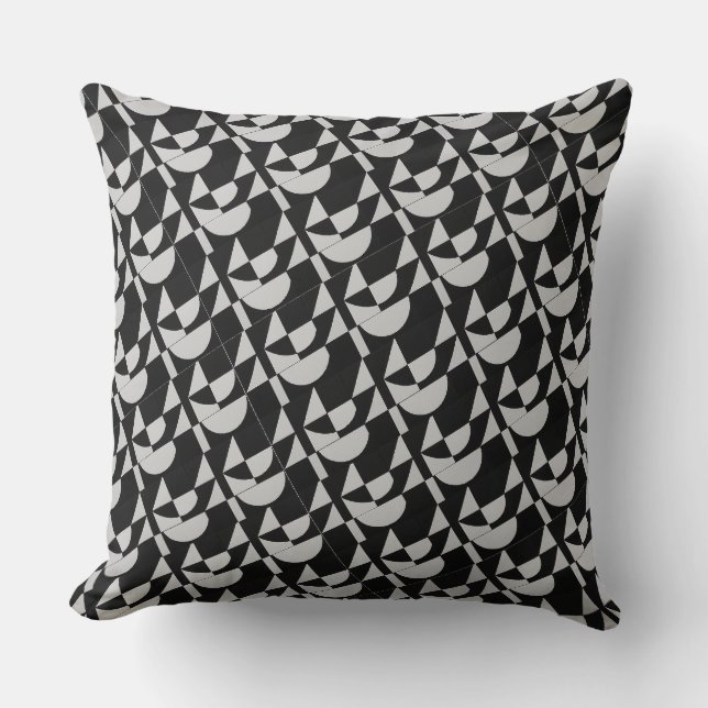 High-Contrast Comfort: Modular Noir Echo Abstract Cushion (Front)