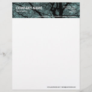 High Contrast Tree - Ocean Green Custom Letterhead