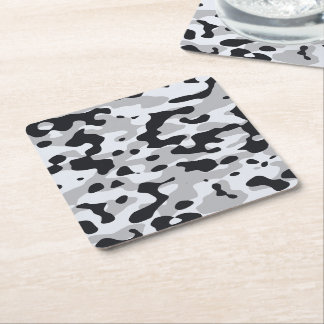 High contrast urban camouflage square paper coaster