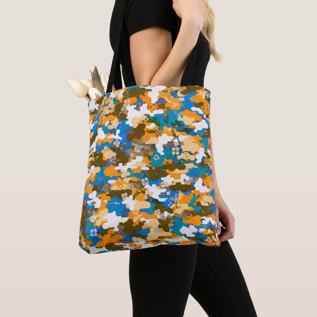 High-contrast Urban Digital Camouflage Pattern  Tote Bag (Close Up)