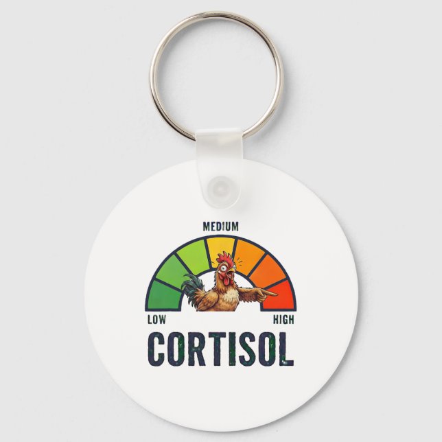 High Cortisol Levels V Meme Funny Exited Chicken _ Key Ring (Front)