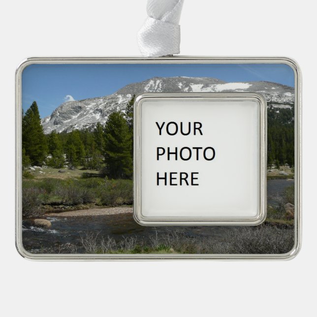 High Country Mountain Stream II at Yosemite Silver Plated Framed Ornament (Front)