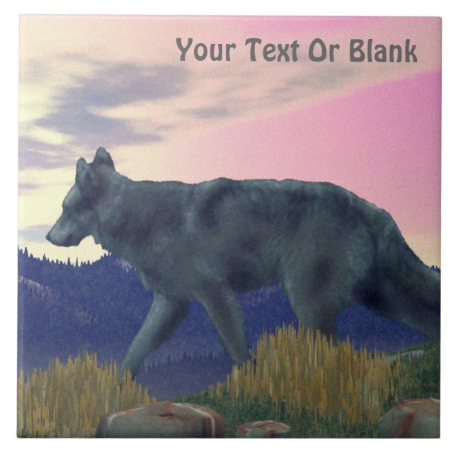 High Country Wolf Ceramic Tile (Front)