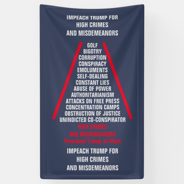 High Crimes and Misdemenours List Impeach Trump Banner (Vertical)