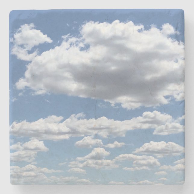 HIGH CUMULUS CLOUDS AND BLUE SKY STONE COASTER (Front)