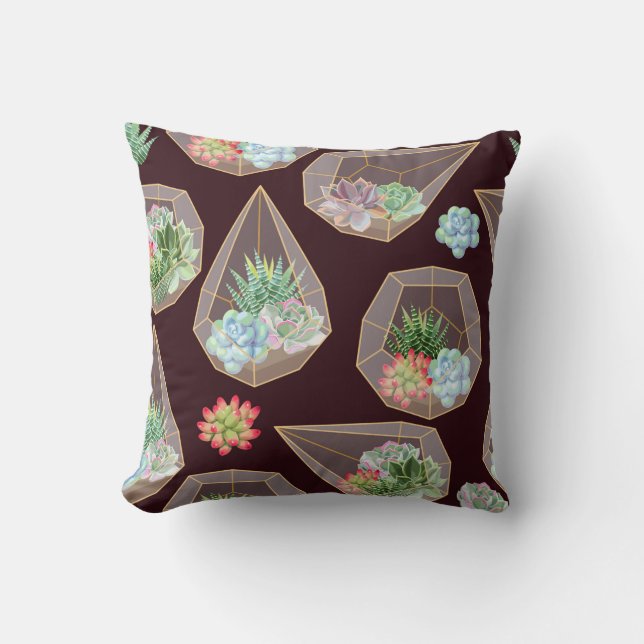 High detail succulent and cactus seamless pattern cushion (Front)