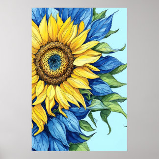 High-detailed Sunflower Illustration Poster