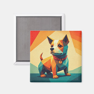 High emotion geometric artwork of dog Vintage Magnet