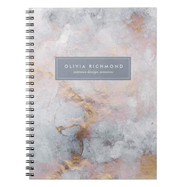 High-End Gold and Grey Marble Texture Note Book (Front)