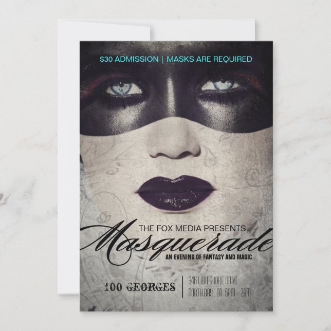 High-End Masquerade Party Invitation (Front)