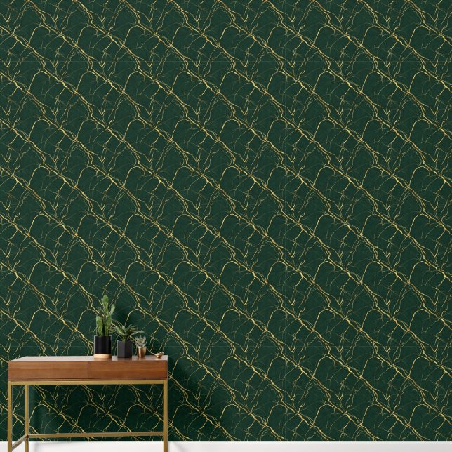 High End Textured Gold Accent Marble  Wallpaper (Hallway)