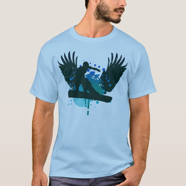 high-fi snowboarding. ocean fade w/ teal. T-Shirt (Front)