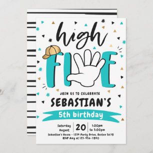 High Five Birthday Hi Five 5th Birthday Party Invitation