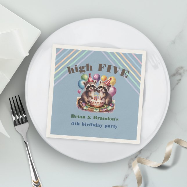 high five birthday twins mapache napkin (Creator Uploaded)