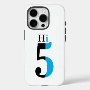 High Five Blue Typographic Minimal Design iPhone 16 Pro Case