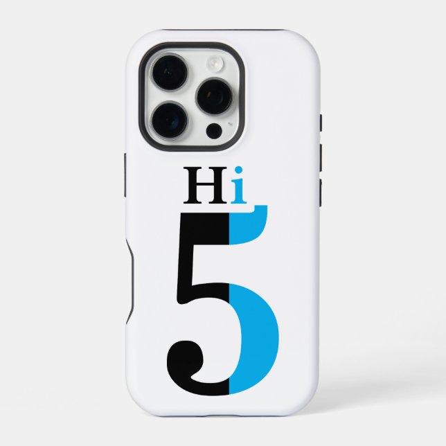 High Five Blue Typographic Minimal Design iPhone Case (Back)