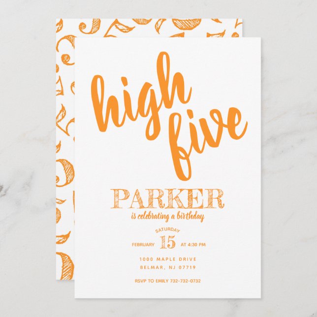 High Five Fifth Birthday Invitation (Front/Back)