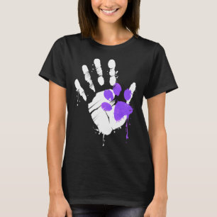 High Five Hand Print With Purple Paw Print On Purr T-Shirt