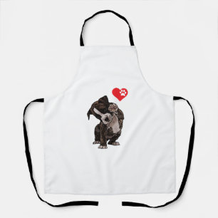 High Five Heart Bulldog Pup I Love Boxer Dog Lover Apron