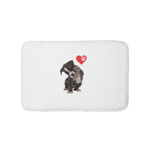 High Five Heart Bulldog Pup I Love Boxer Dog Lover Bath Mat