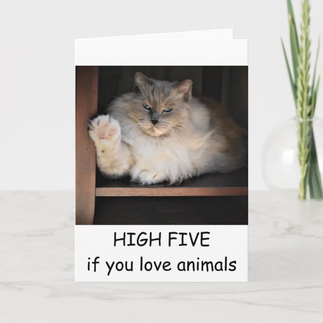 HIGH FIVE if you love animals, card (Front)
