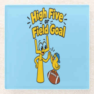 High Five or Field Goal Cartoon Kids Apparel Glass Coaster