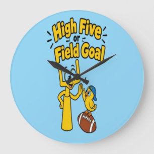 High Five or Field Goal Cartoon Kids Apparel Large Clock