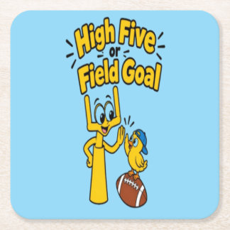 High Five or Field Goal Cartoon Kids Apparel Square Paper Coaster