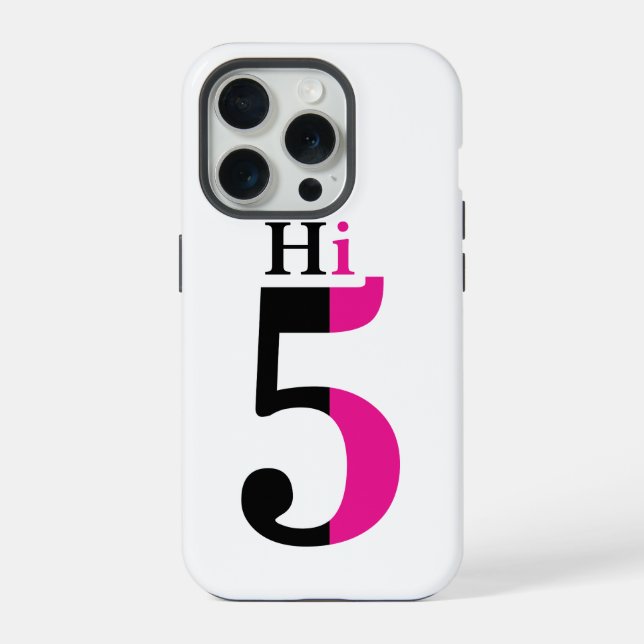 High Five Pink Modern Typographic Design iPhone Case (Back)