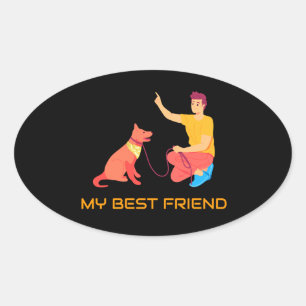 "High-Five with Bestie" Oval Sticker