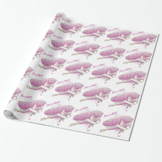 High Flying Bunny Pilots Pink Flower Plane Wrapping Paper